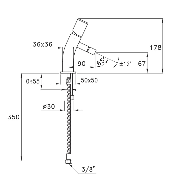 disegno tecnico miscelatori stella bamboo q bidet